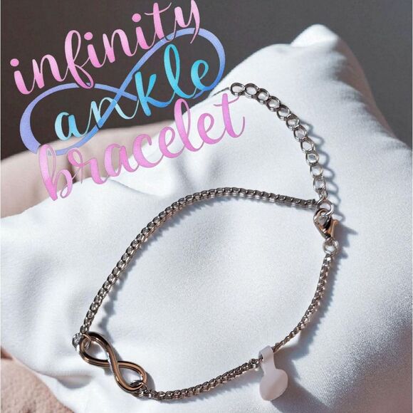 Silver Infinity Anklet Bracelet - Picture 1 of 2